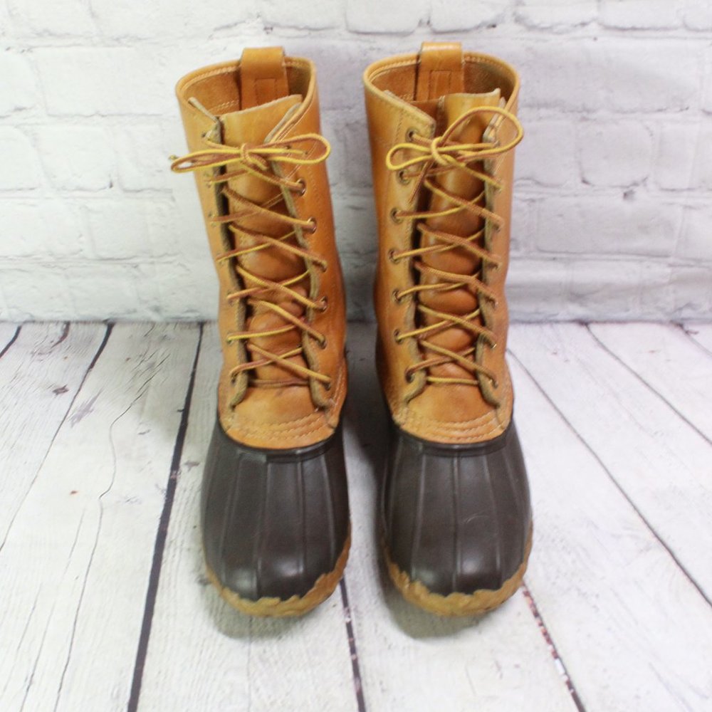 Vtg! LL BEAN Brown Maine Hunting Shoe Unlined Leather Duck Boots 7 M - Picture 5 of 9